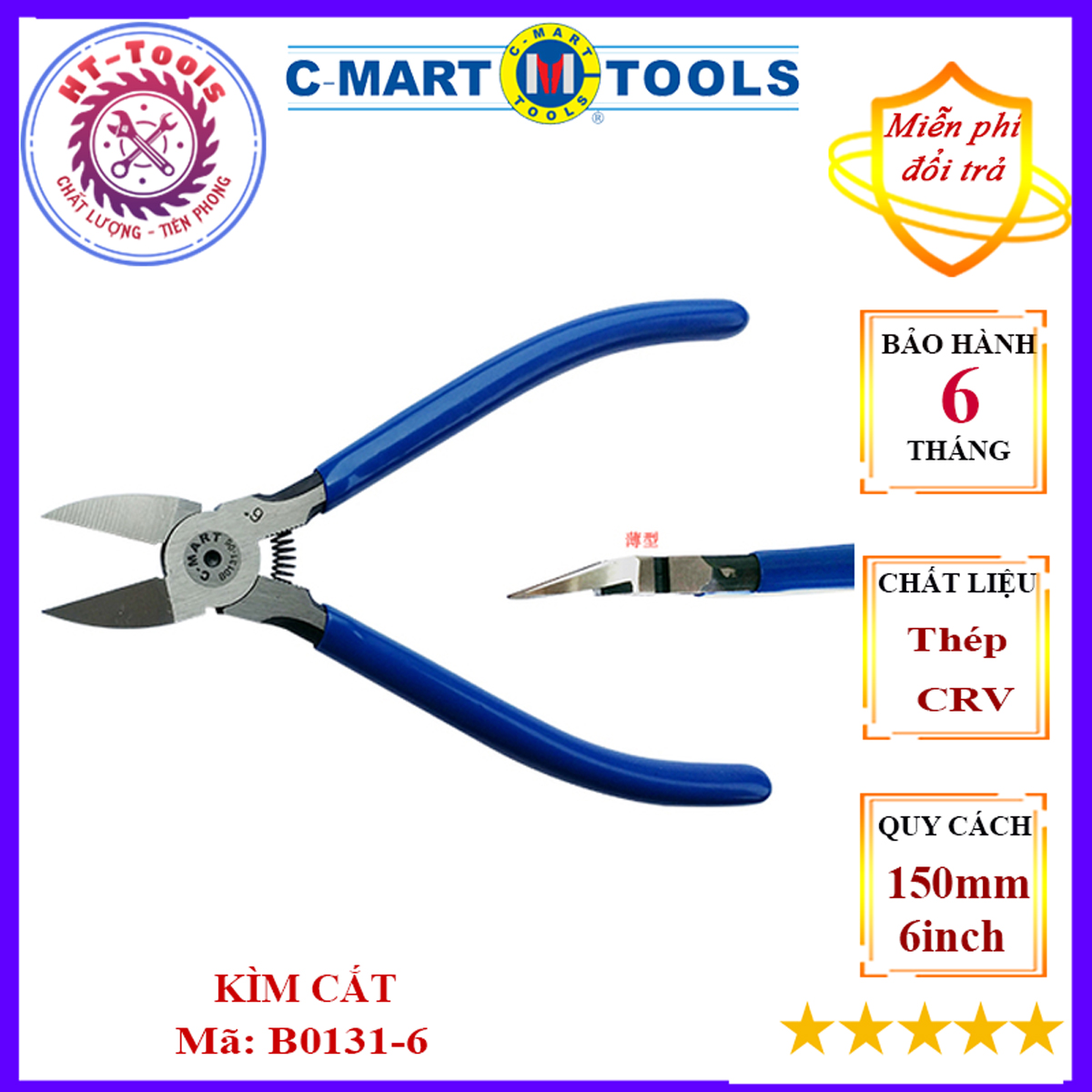 Kìm cắt linh kiện 6" 125mm b0131-06 c-mart