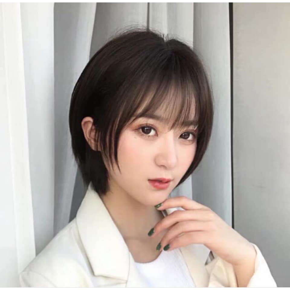 Tóc giả nữ cả đầu. Trùm nguyên đầu tóc giả cúp tomboy cao cấp - tặng lươi chùm tóc