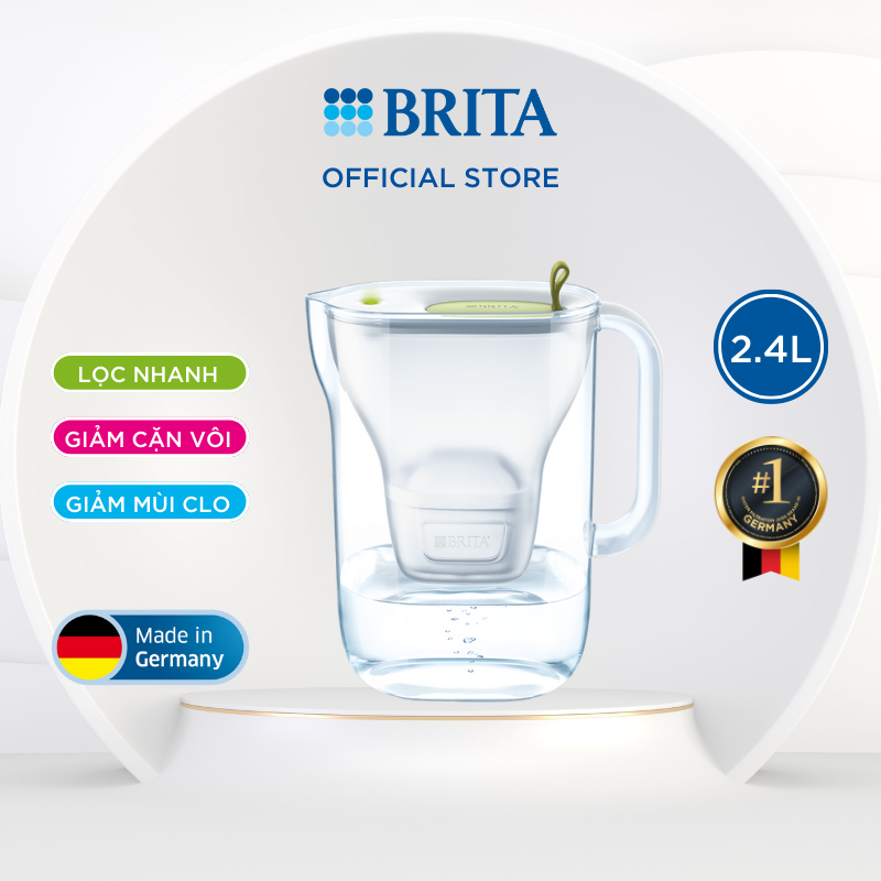 Bình lọc nước BRITA Style Lime 2.4L (có sẵn 1 lõi lọc Maxtra+ & SmartLight) - Thương hiệu đến từ Đức
