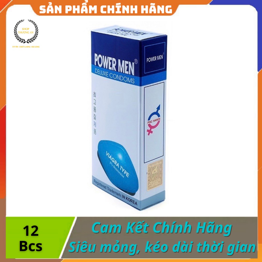 [HCM][ GIÁ SỈ ] - Bao Cao Su siêu mỏng kéo dài thời gian Quan hệ Powermen Viagra - Hộp 12 cái