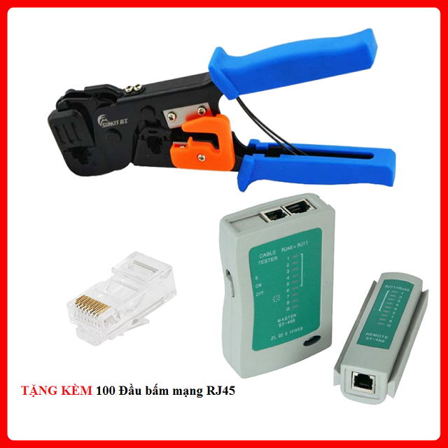 Bộ kìm bấm mạng Sunkit và Test Cable mạng chất lượng cao đầu bấm chắc chắn giúp bấm cable dễ dàng