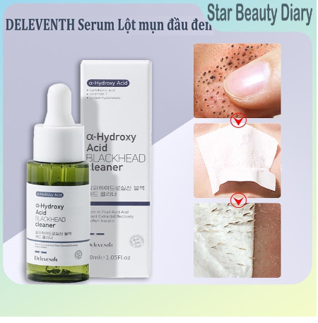 DELEVENTH Serum Lột mụn đầu đen Thu nhỏ lỗ chân lông Làm sạch lỗ chân lông Blackhead Remover,DELEVENTH Serum Lột mụn đầu