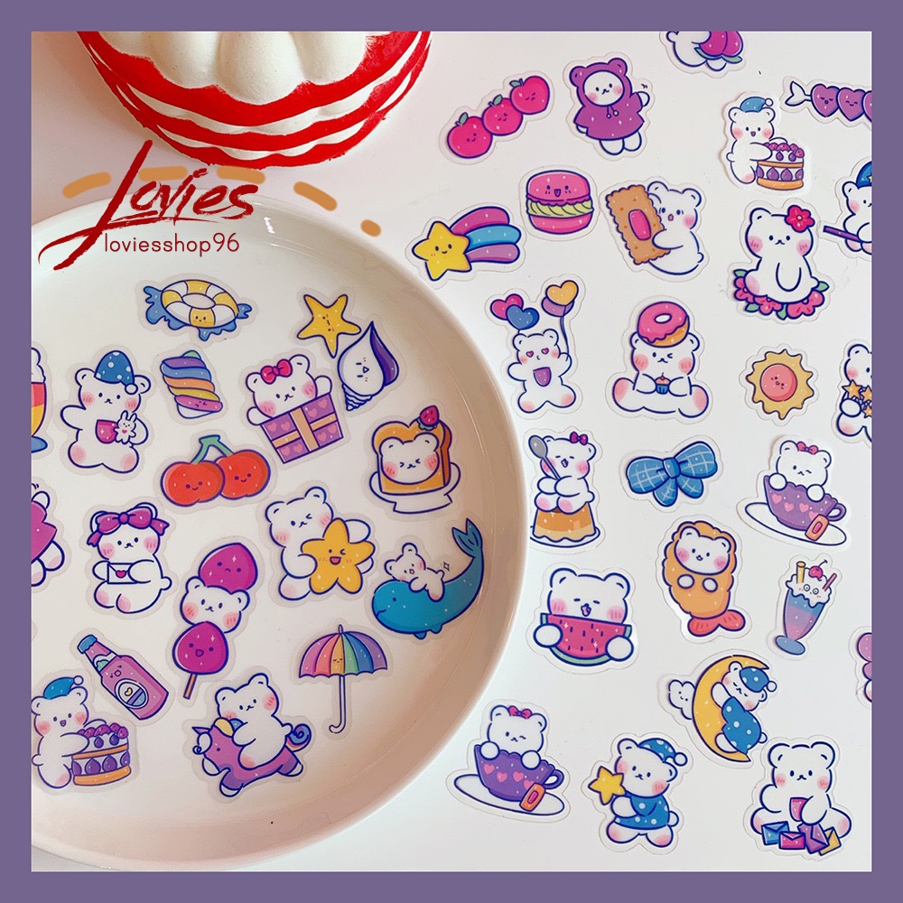 Bộ 40 miếng dán sticker hình gấu kute