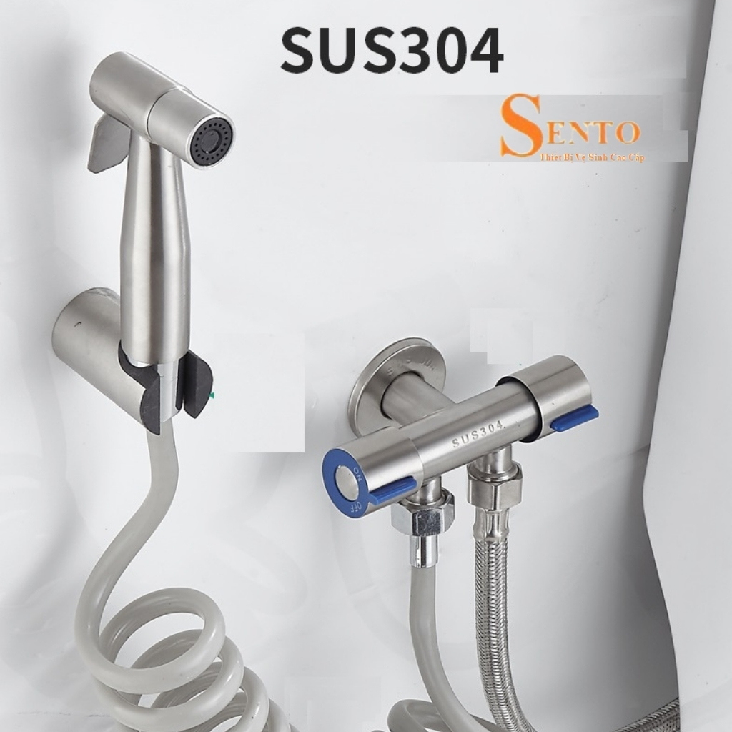 Vòi Xịt Vệ Sinh Van Chia Nước Đa Năng SENTO SUS304 Có 2 Cổng Xả Đường Kính Lắp Đặt 20cm-Tặng Cuộn Băng Tan