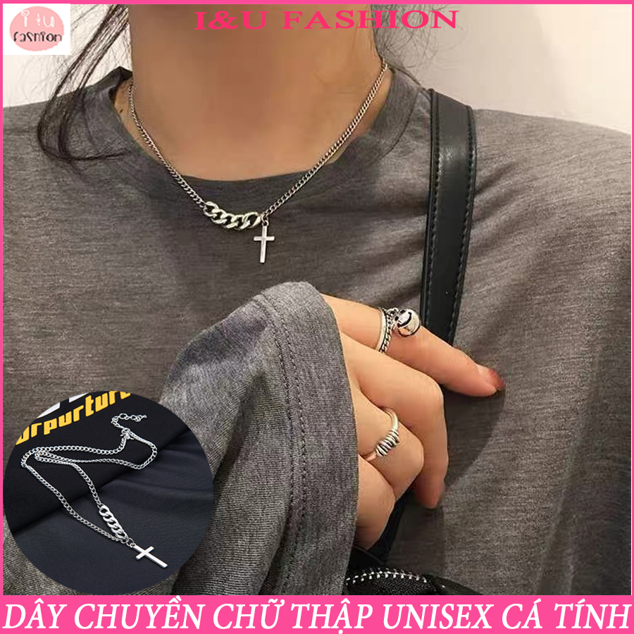 Vòng Cổ Dây Chuyền UNISEX Nam Nữ Hình Chữ Thập Thánh Giá Với 2 Kiểu Dây Kết Hợp Vô Cùng Độc Đáo Cá Tính Và Thời Trang VC-36