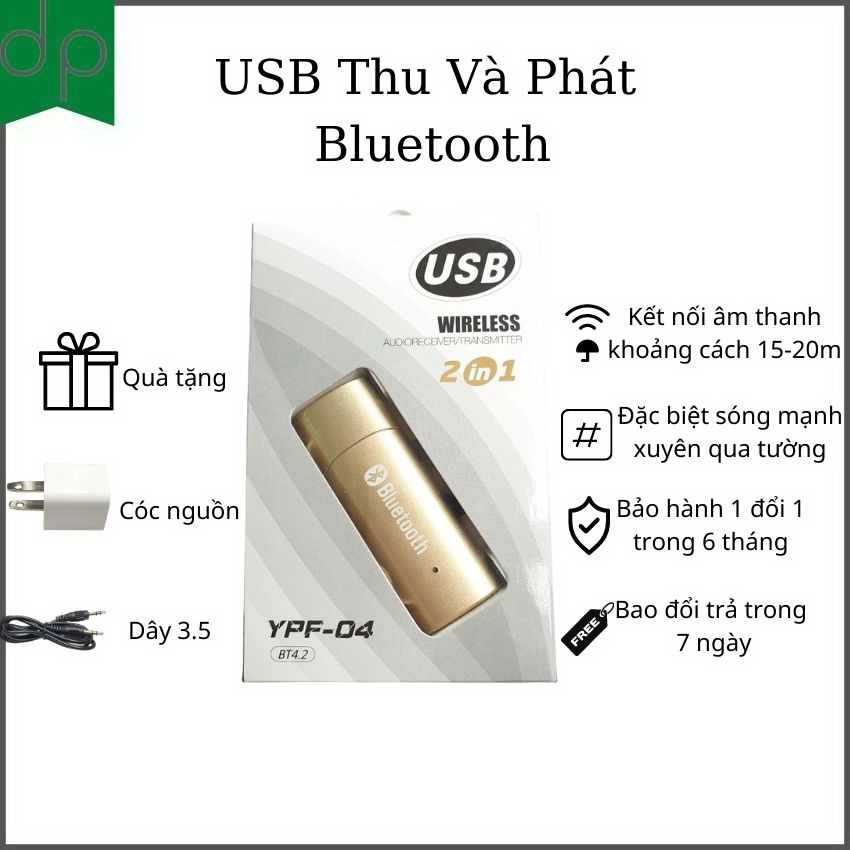 USB Bluetooth 4.2 Phát Và Nhận, Dùng Cho Loa,Máy Tính, Amply. Bảo Hành 1 Đổi 1 Trong Vòng 12 Tháng (Xa 20m)