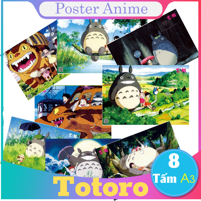 [Giấy Xịn] Set 8 tấm tranh poster to A3 TOTORO anime siêu cute