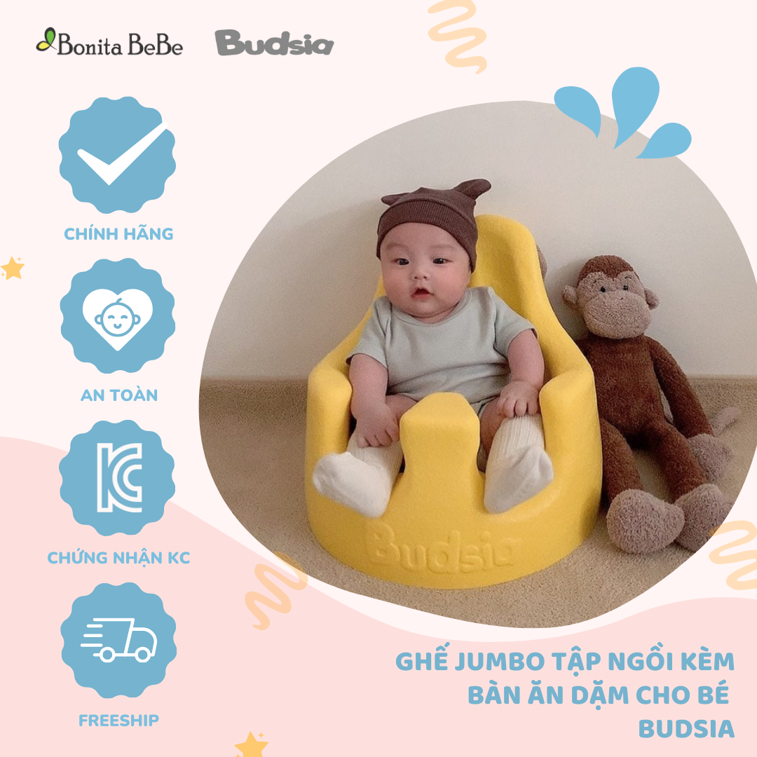 Ghế tập ngồi cho bé (kèm bàn ăn và chân ghế di động) nhập khẩu Budsia Hàn Quốc