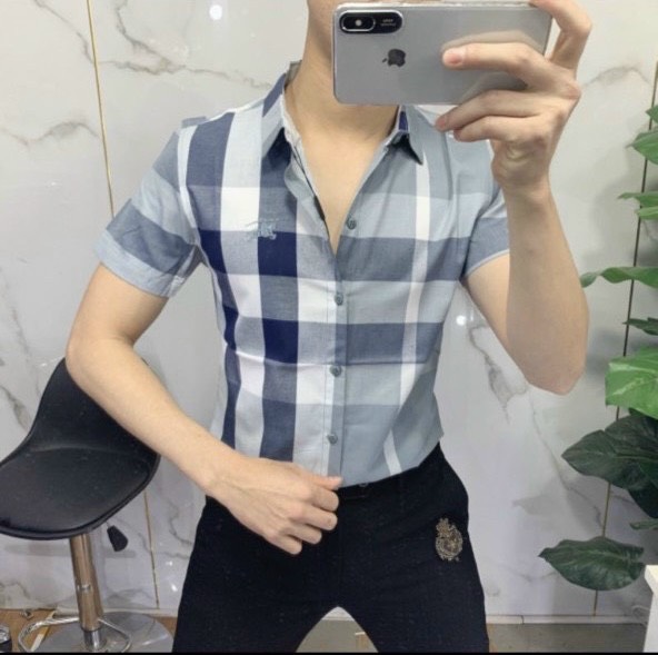Áo sơ mi nam phối caro cực HOT, áo sơmi mẫu mới hàng bán chạy, áo sơmi nam ngắn tay, áo sơmi thời trang nam cá tính