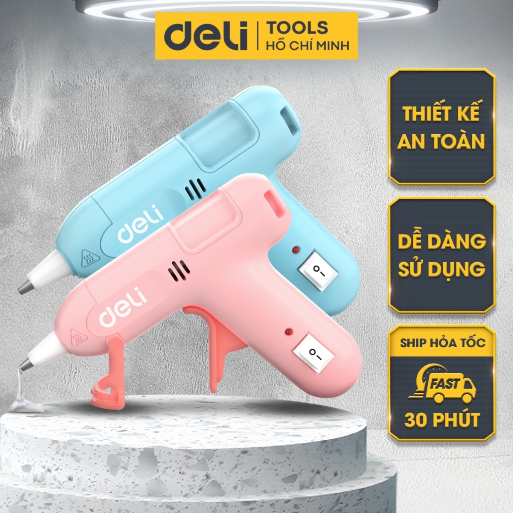Súng Bắn Keo Nến Silicon 20W Chính Hãng DELI - An Toàn Cho Trẻ Em, Nhỏ Gọn, Dễ Sử Dụng