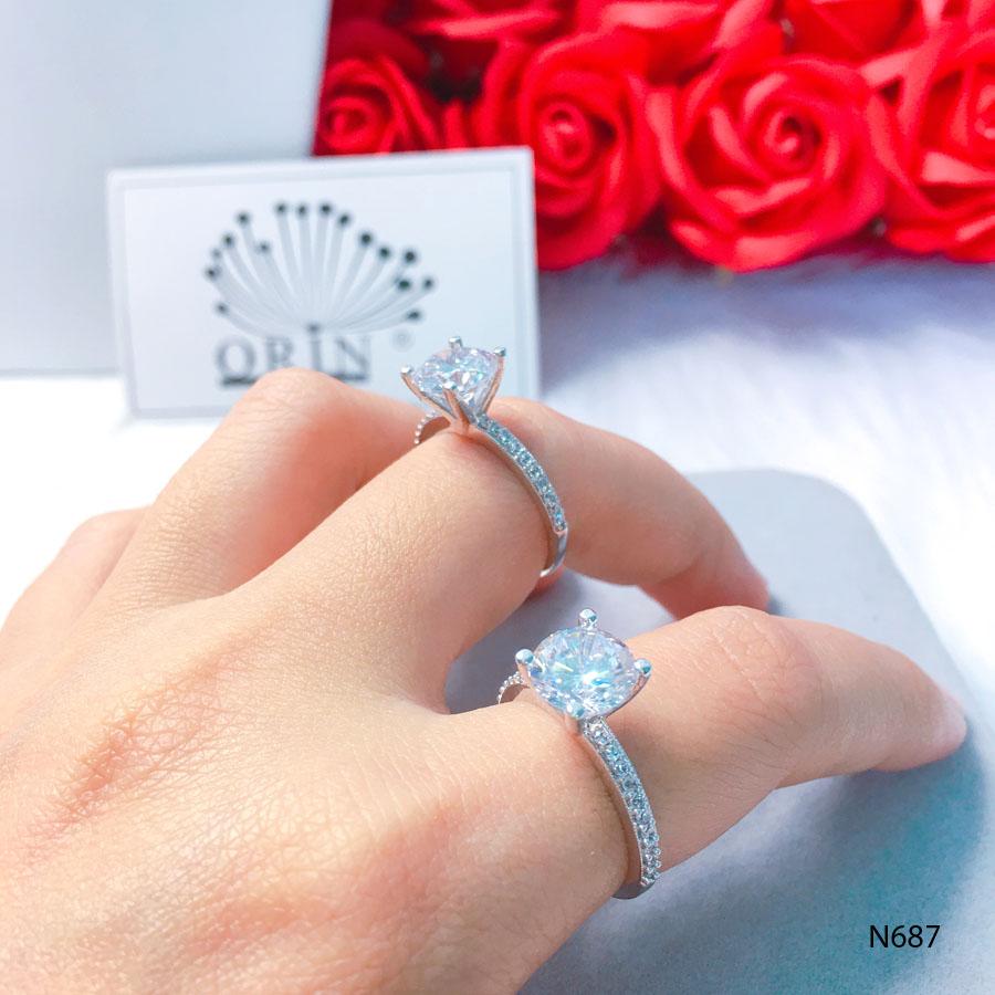 Nhẫn bạc nữ hột cao đơn giản thiết kế thời thượng Orin N687