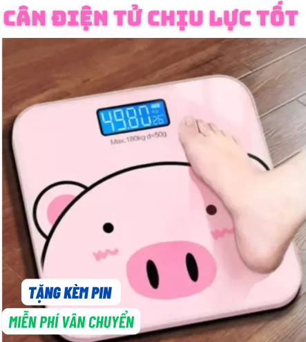 (lLOẠI XỊN - TẶNG PIN) CÂN SỨC KHỎE ĐIỆN TỬ HÌNH HEO CỰC HOT DÙNG PIN LOẠI XỊN MÀN HÌNH LCD HIỂN THỊ CHÍNH XÁC CÂN NẶNG VÀ NHIỆT ĐỘ PHÒNG