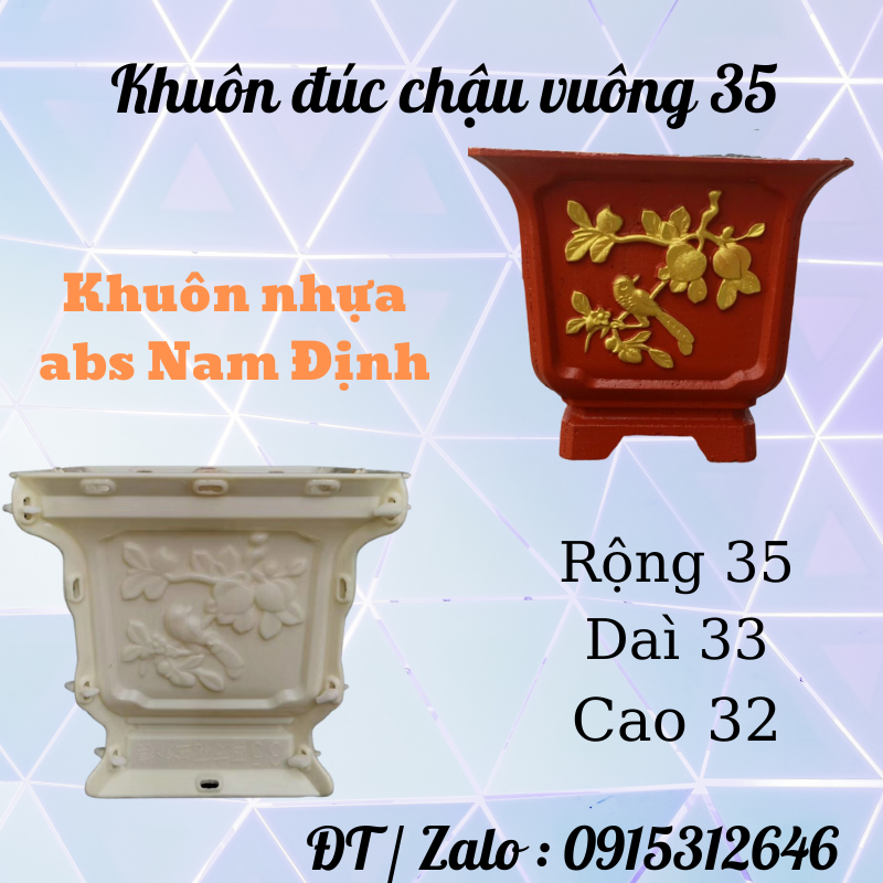 Khuôn đúc chậu vuông 35 nhựa ABS có lòng trong dễ dàng cho người mới sử dụng