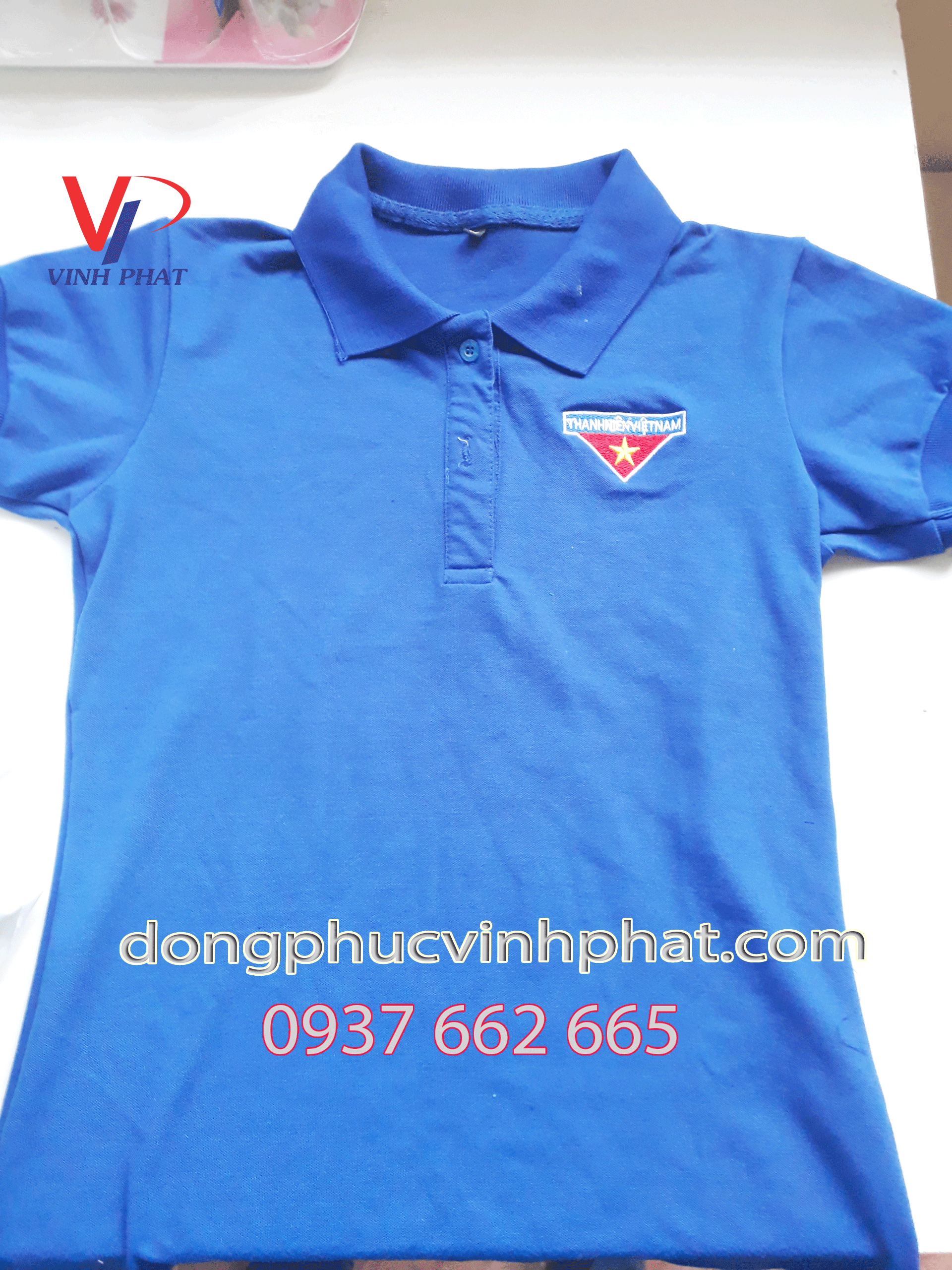 Áo thun đoàn thanh niên logo thêu chuẩn size nam nữ chất vải cá sấu co giãn tốt thoáng mát