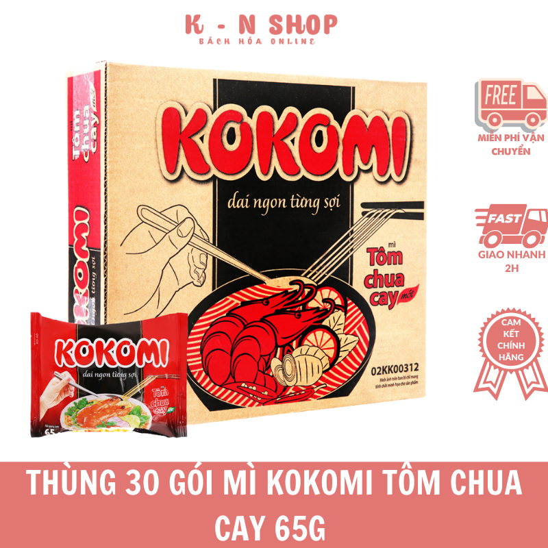 MÌ KOKOMI TÔM CHUA CAY GÓI 65 GR * THÙNG 30 GÓI