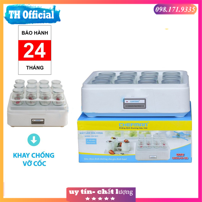 Máy làm sữa chua tự động cm-321t chính hãng, máy ủ sữa chua tại nhà 16 cốc thủy tinh cao cấp, có khay chống vỡ cốc an toàn, làm sữa chua nhanh chóng tại nhà.