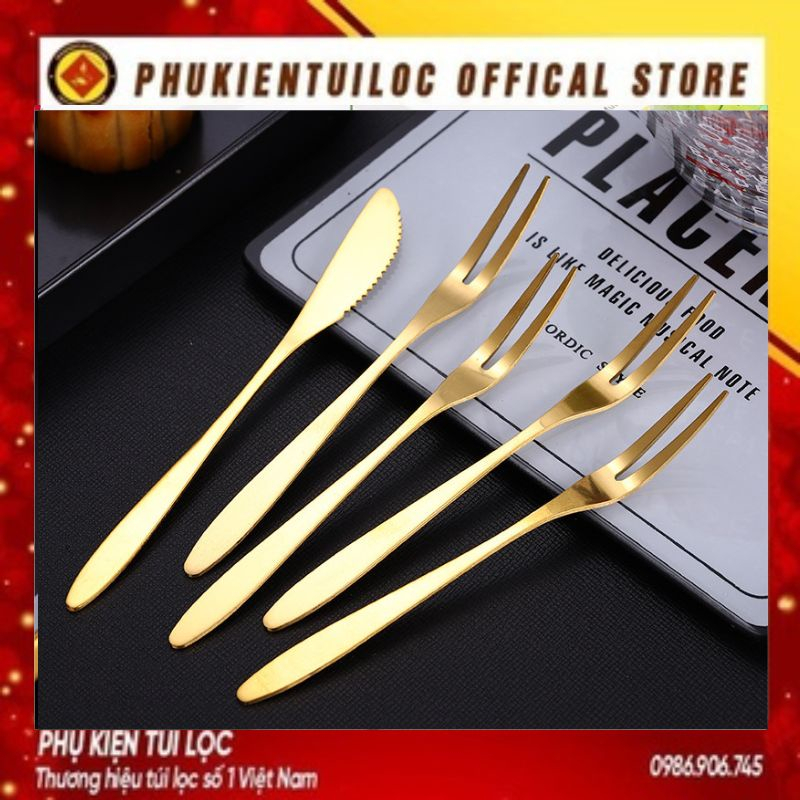 Bộ Dao nĩa trái cây bằng thép không gỉ ăn bánh tráng miệng, trái cây- Phukientuiloc.com