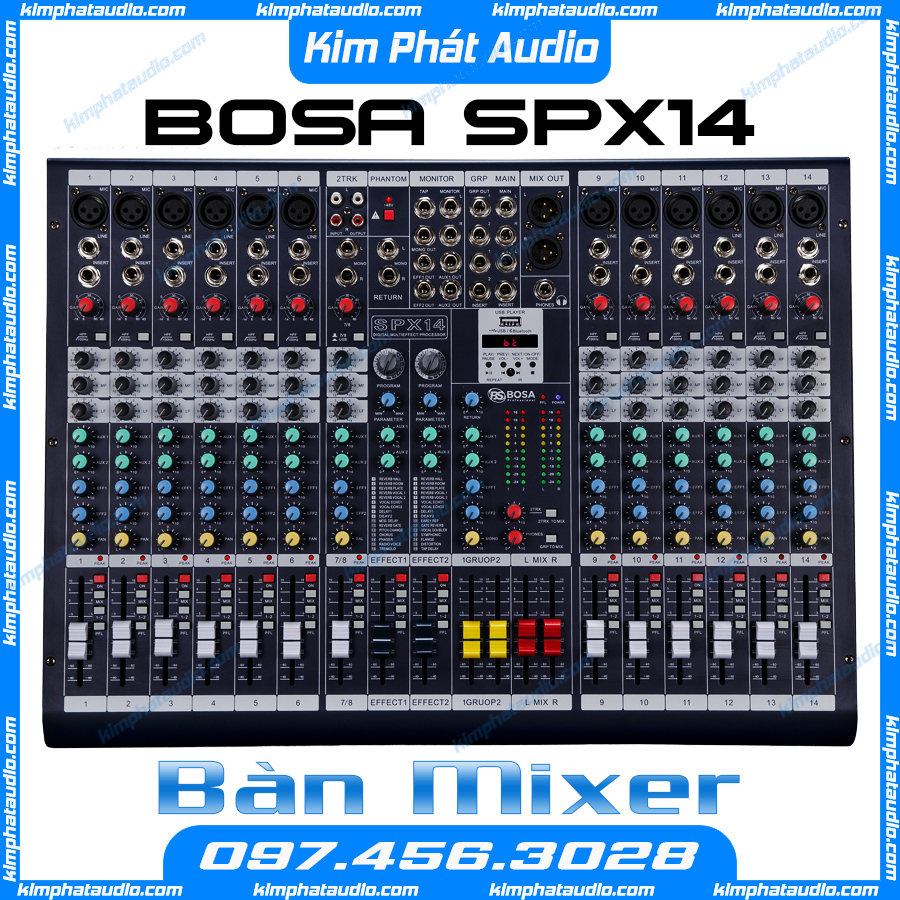 Mixer karaoke cao cấp Bosa SPX14 Chạy 2 Effect