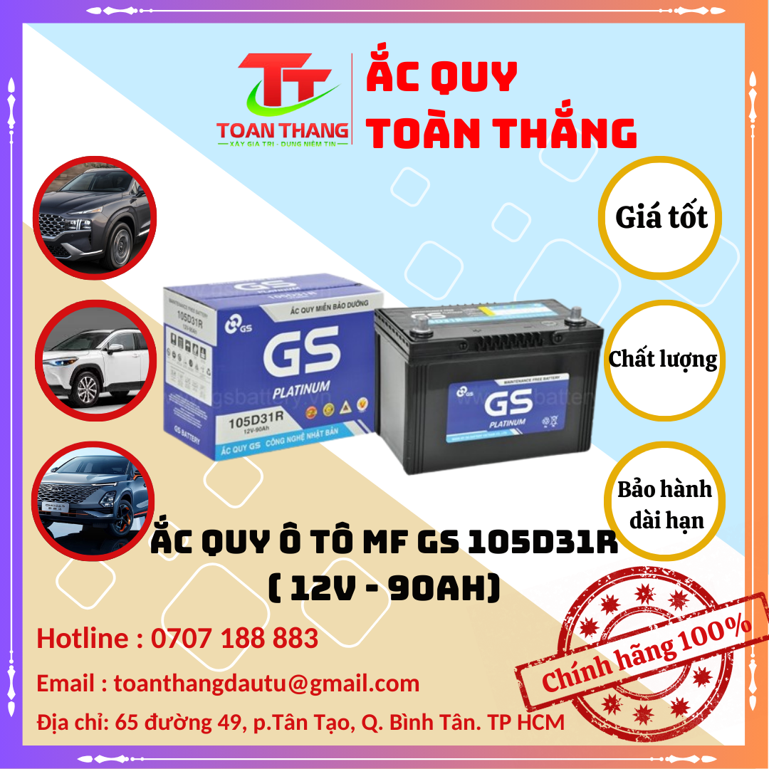 ẮC QUY Ô TÔ MF GS 105D31R ( 12V - 90AH )
