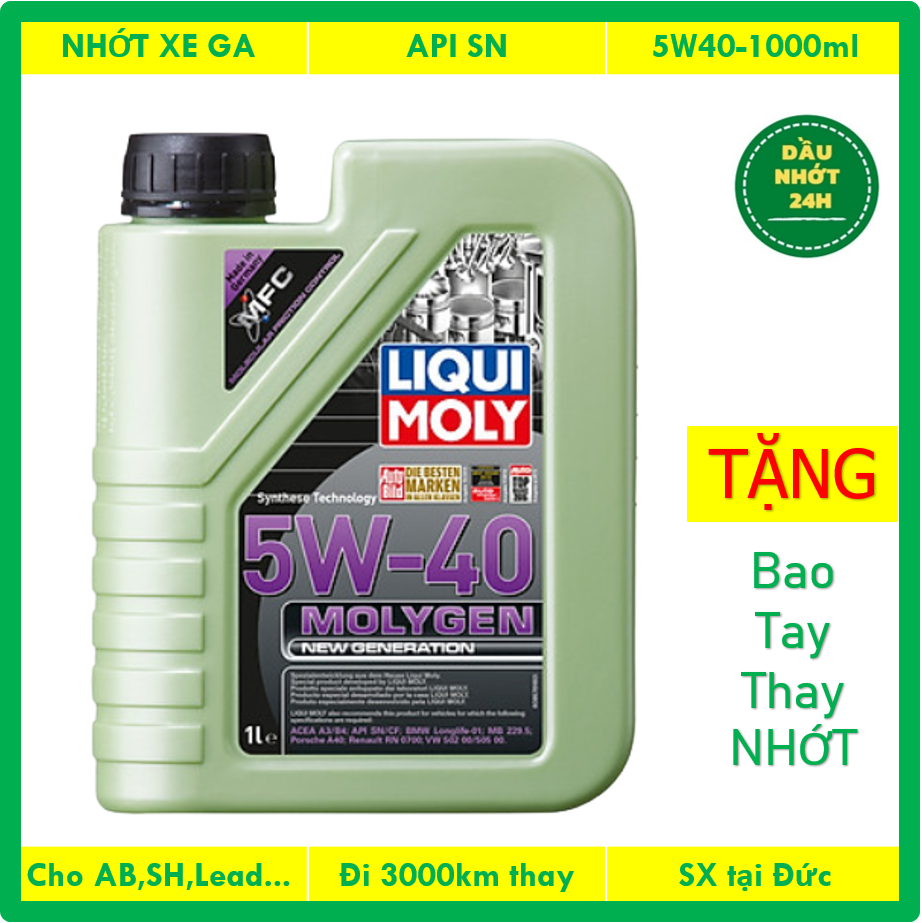 (TẶNG bọc cà vẹt) Nhớt xe tay ga Liqui Moly 5w40 (1L), Nhớt cho xe Air Blade, Sh, Lead, Vision...