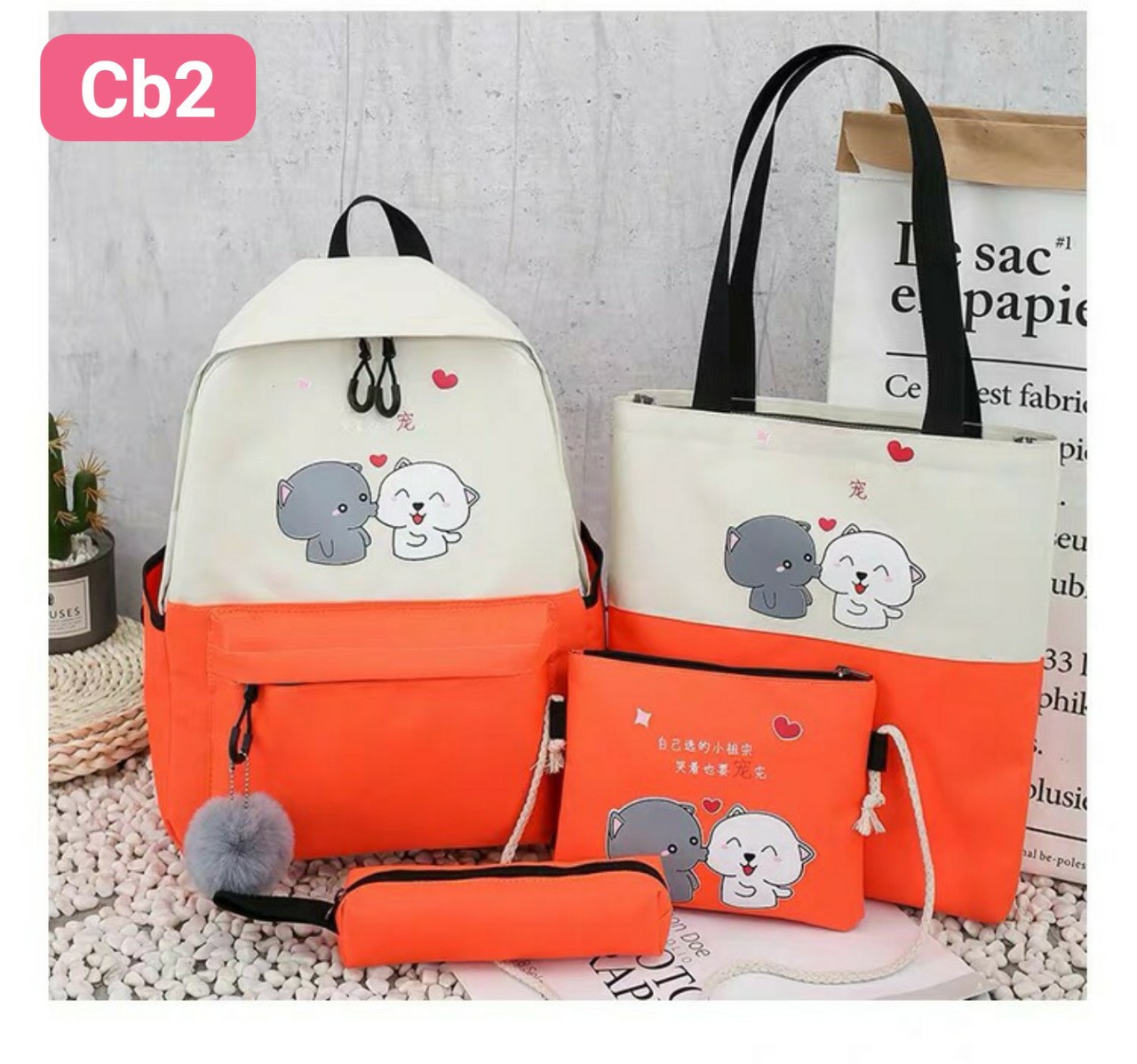 Set balo nam nữ siêu cute 4 món mã cb5