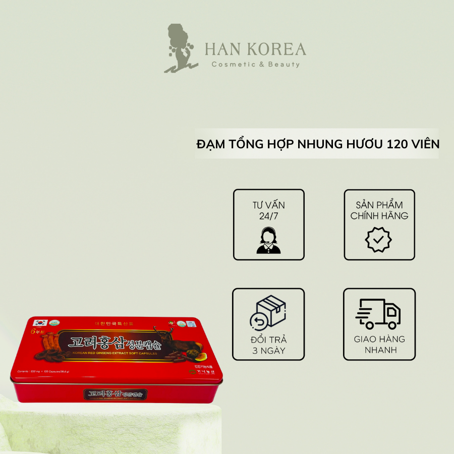 Đạm tổng hợp sâm nhung hươu, linh chi tăng cường sức khỏe Hân Korea
