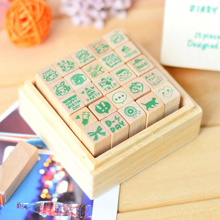 Bộ con dấu Happy Life dễ thương trang trí cho học sinh sinh viên