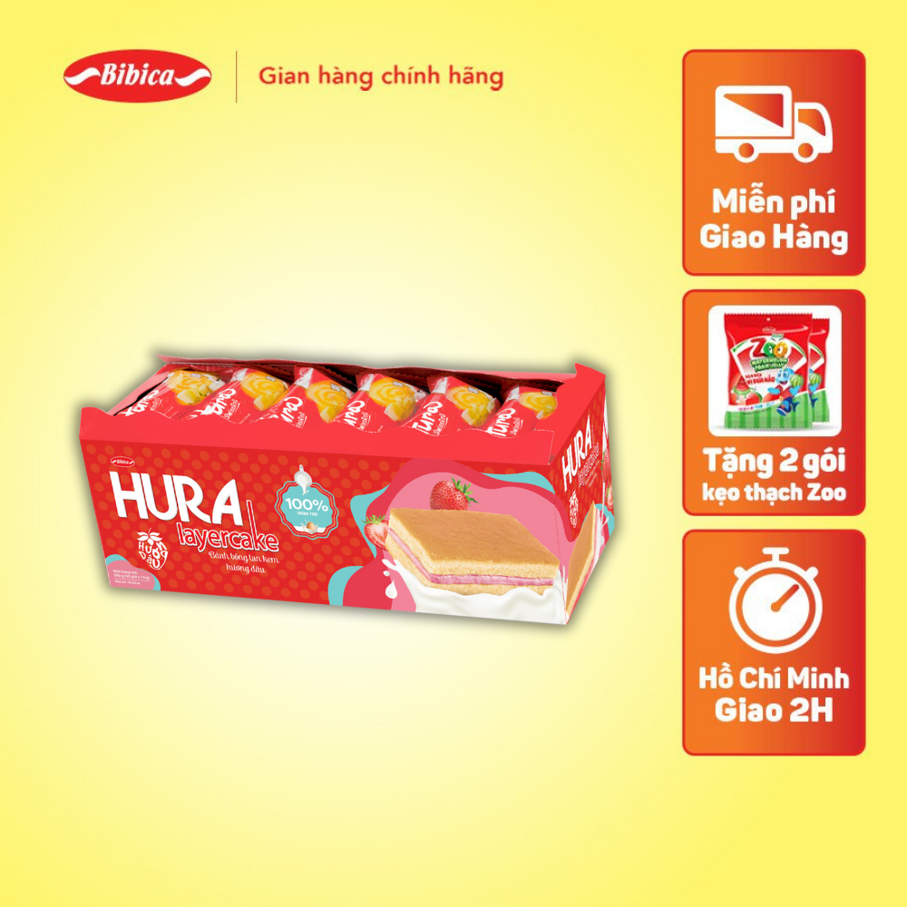 [MUA 4 TẶNG 1] Bánh Hura Layercake Dâu Bibica 300g