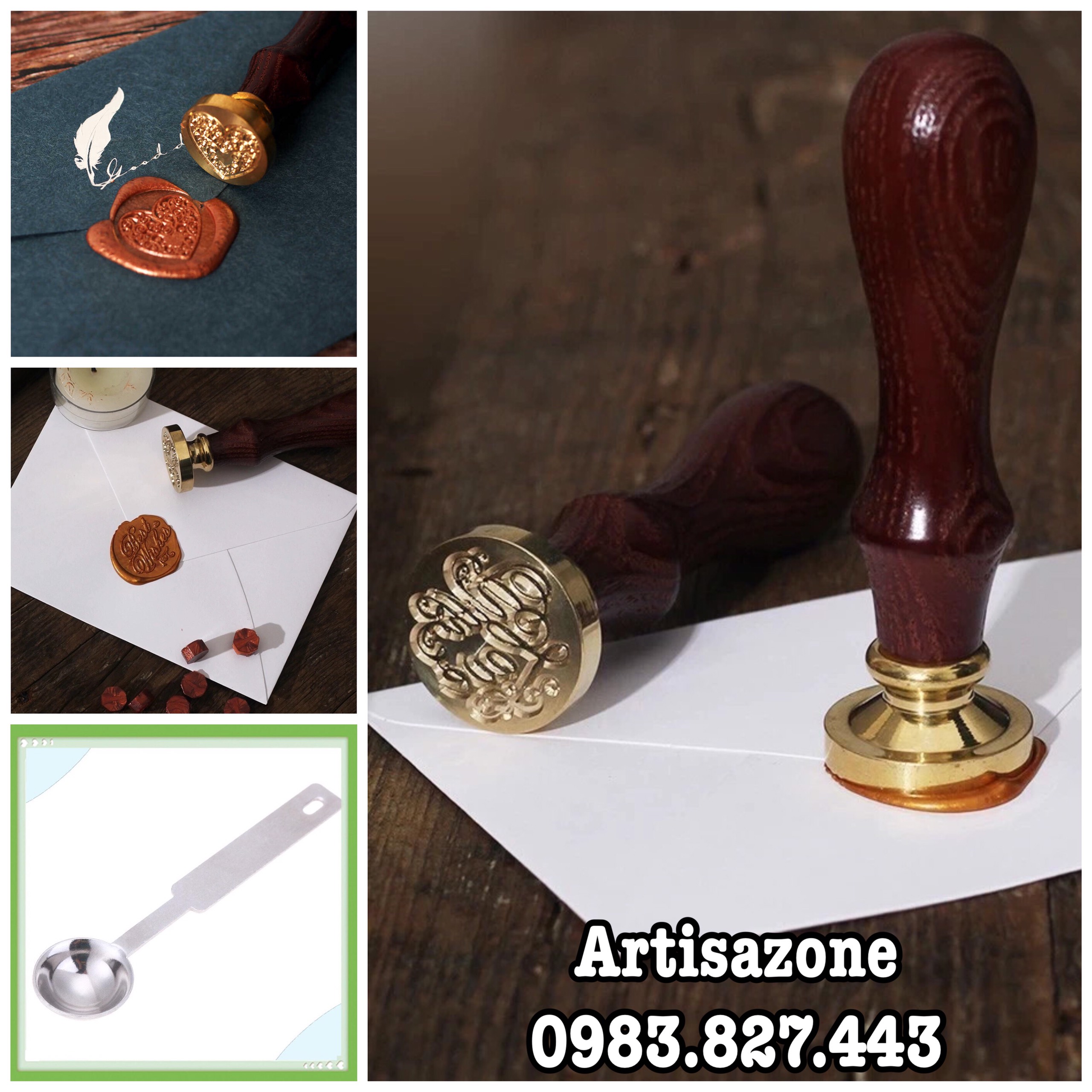 Dấu sáp niêm phong  kèm muỗng đun dấu sáp (01 bộ)