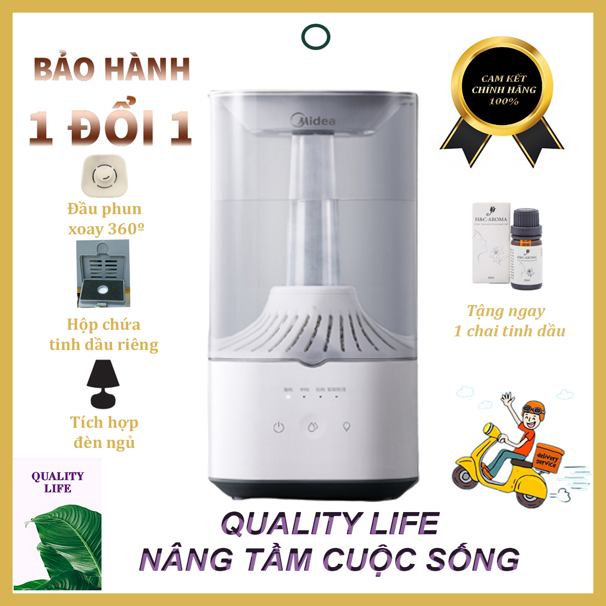 Máy phun sương tạo ẩm gia đình Midea 4.5L SCK-3H40 công suất lớn