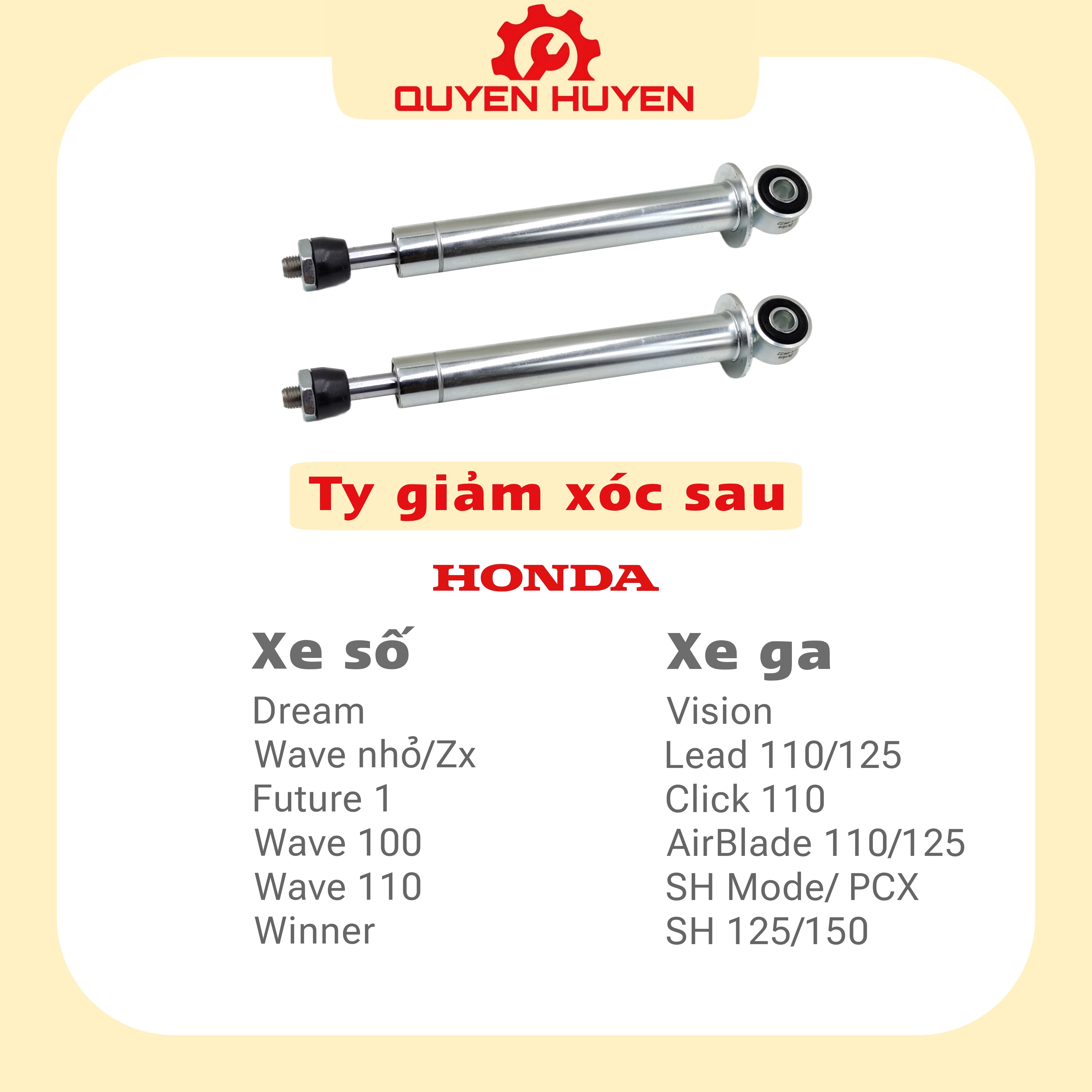 Ty giảm xóc dành cho xe máy Honda - Ty giảm sóc sau Devico - Dream, Wave, Future, Vision, Lead, Air Blade, Click, Sh