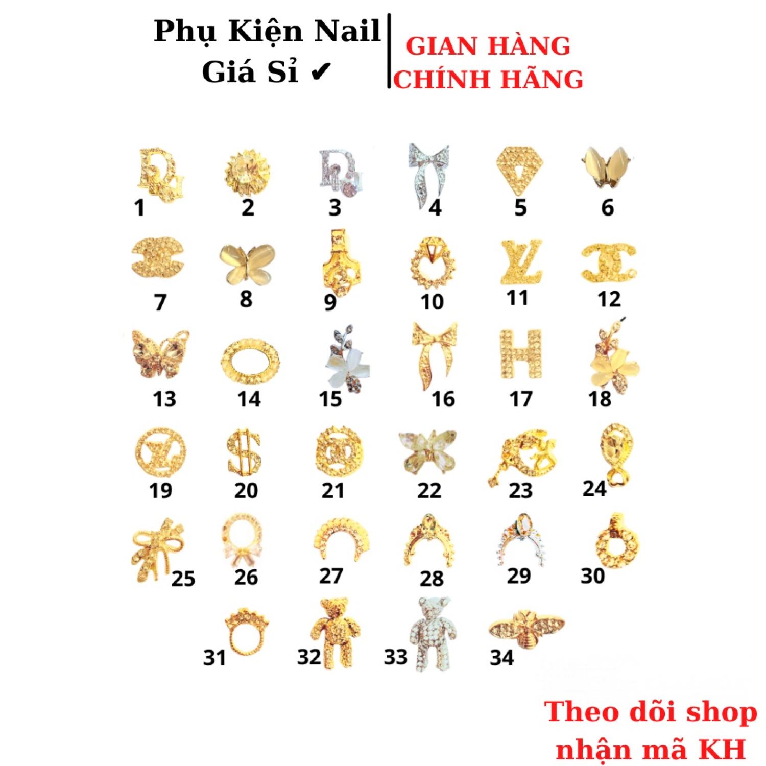Charm nail gắn móng , charm trang trí móng cao cấp 21-35
