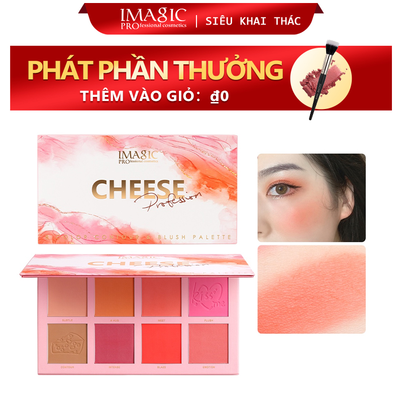Imagic phấn má hồng 8 màu/bộ phấn má hồng màu cam đào phấn má hồng mỹ phẩm trang điểm tự nhiên hàn quốc chuyên nghiệp dễ mặc
