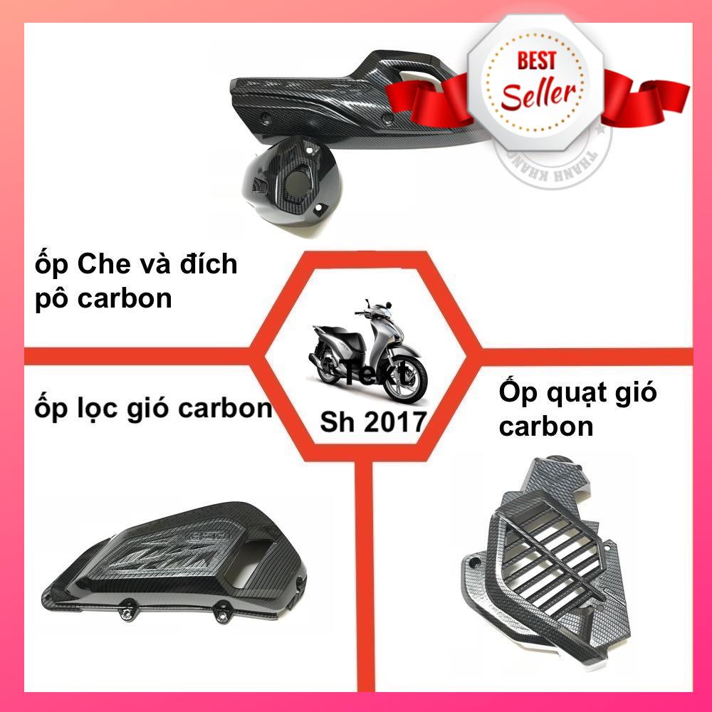 Combo ốp,che Pô,quạt gió,và lọc gió Carbon Sh 2017 thanh khang 006001203 006001205 006001204