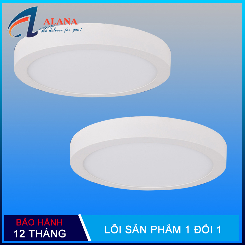 Bộ 2 đèn ốp trần, đèn led mâm nổi ốp trần 12w tròn ánh sáng trắng