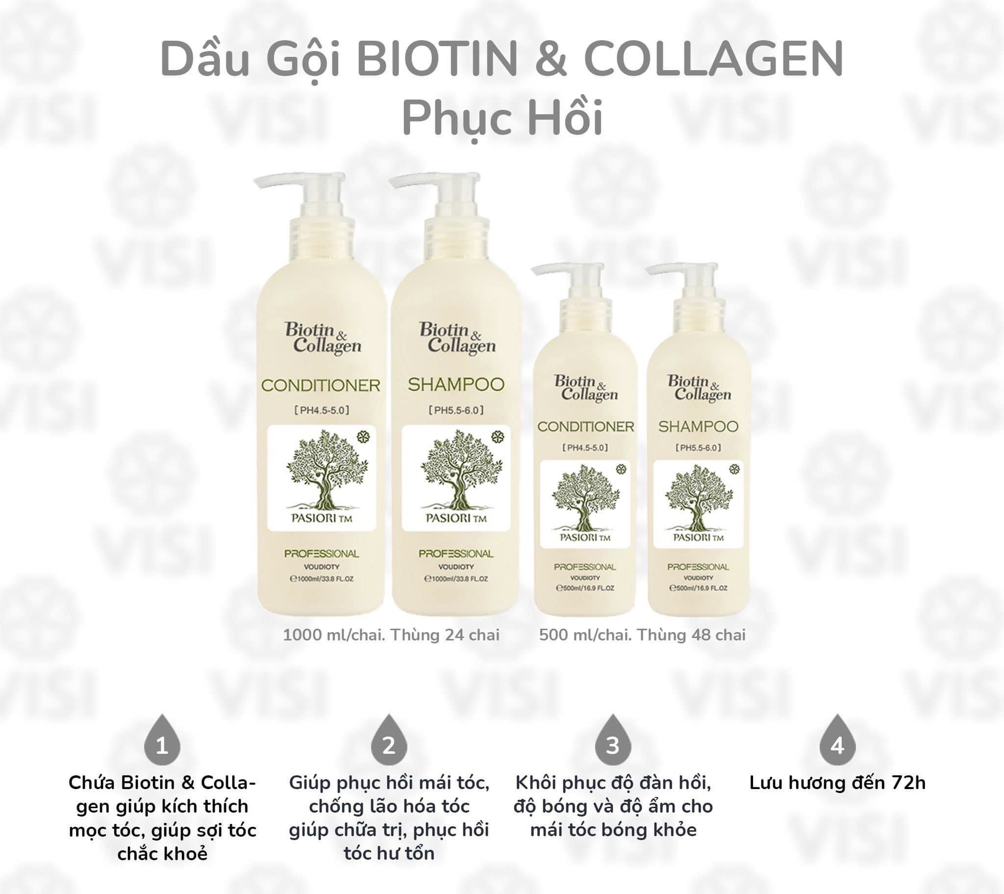 [Hàng Chuẩn] Biotin Collagen  Cặp Dầu Gội, Xả 1000ml