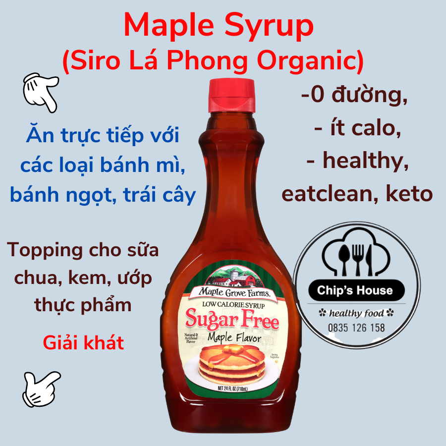 Siro Lá Phong Organic MAPLE SYRUP cho người eat clean, gym, diet, keto, ăn kiêng, tiểu đường