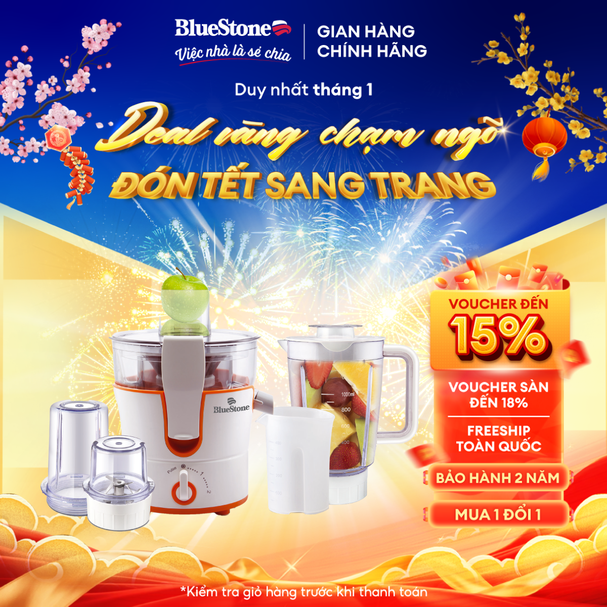 Máy Xay Đa Năng BlueStone BLB-5343 - Bảo hành 2 năm - Hàng chính hãng