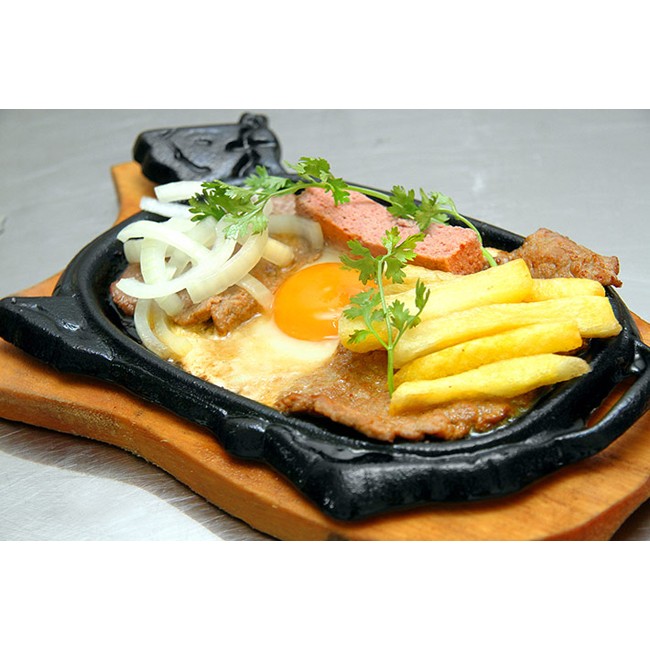 [HCM]Chảo Gang Làm Bò Né và Đế Lót Gỗ Chống Dính Loại Nhỏ