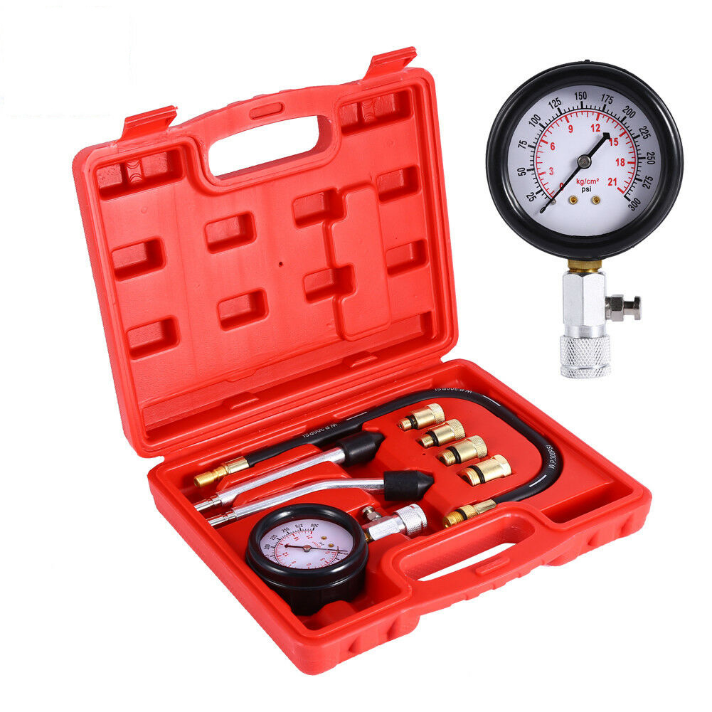Bộ đồng hồ 8PC đo áp suất buồng đốt động cơ xăng cho ô tô, xe máy 300 PSI