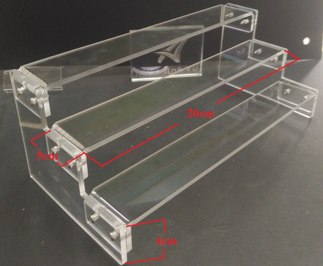 Kệ 3 tầng bậc thang trưng bày đồ lắp ghép dài 20cm loại 3mm