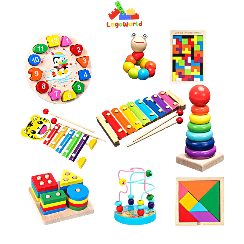 Combo 6 món đồ chơi gỗ phát triển trí tuệ cho bé - Đồ chơi gỗ thông minh