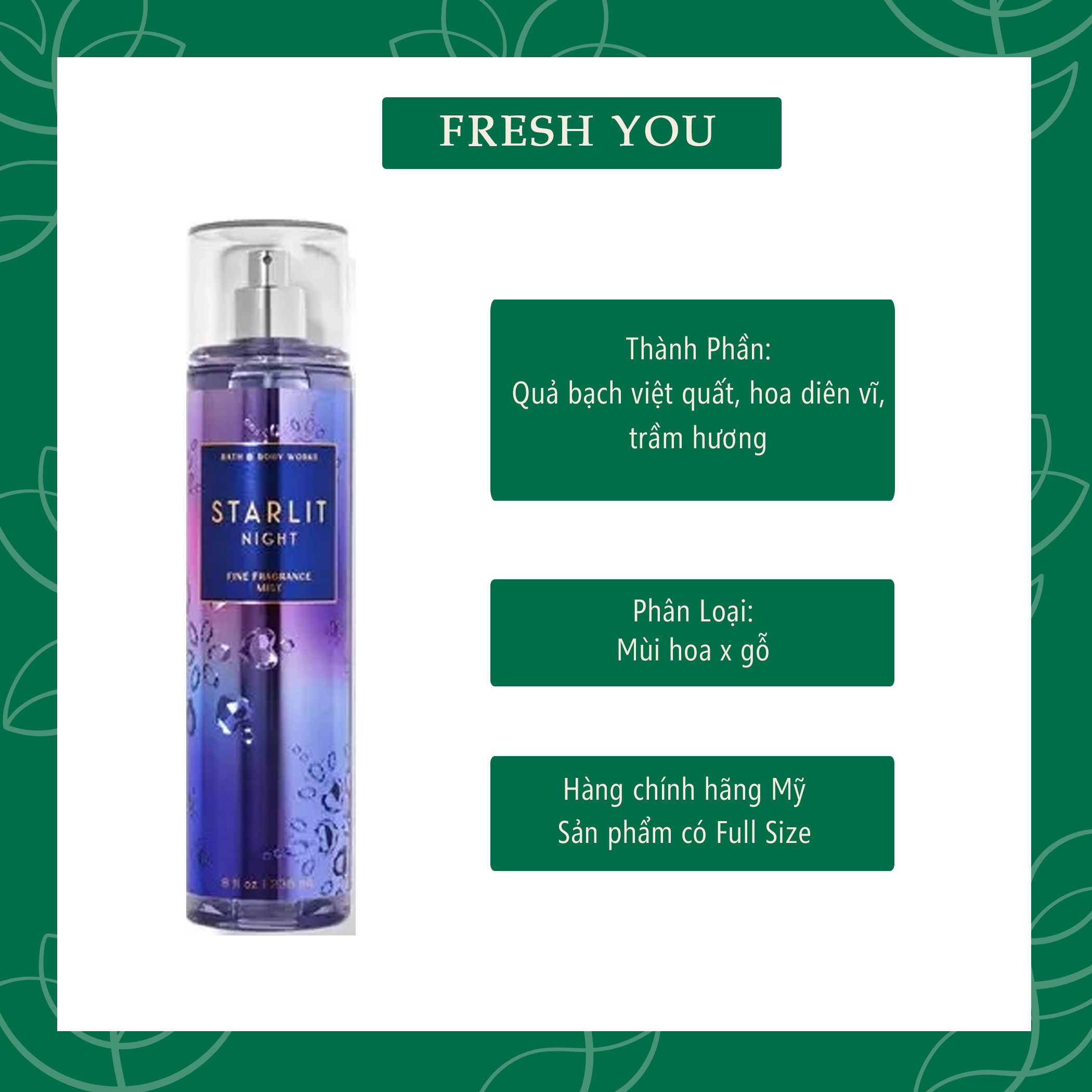 Starlit Night - Xịt thơm toàn thân body mist khác Bath & Body Works - Bath & Body Works - BBW