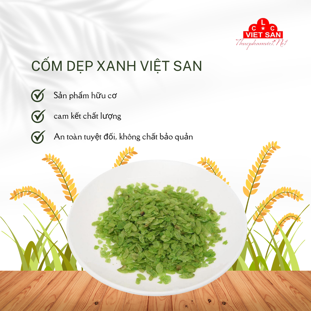 Cốm Dẹp Xanh Việt San - 1KG