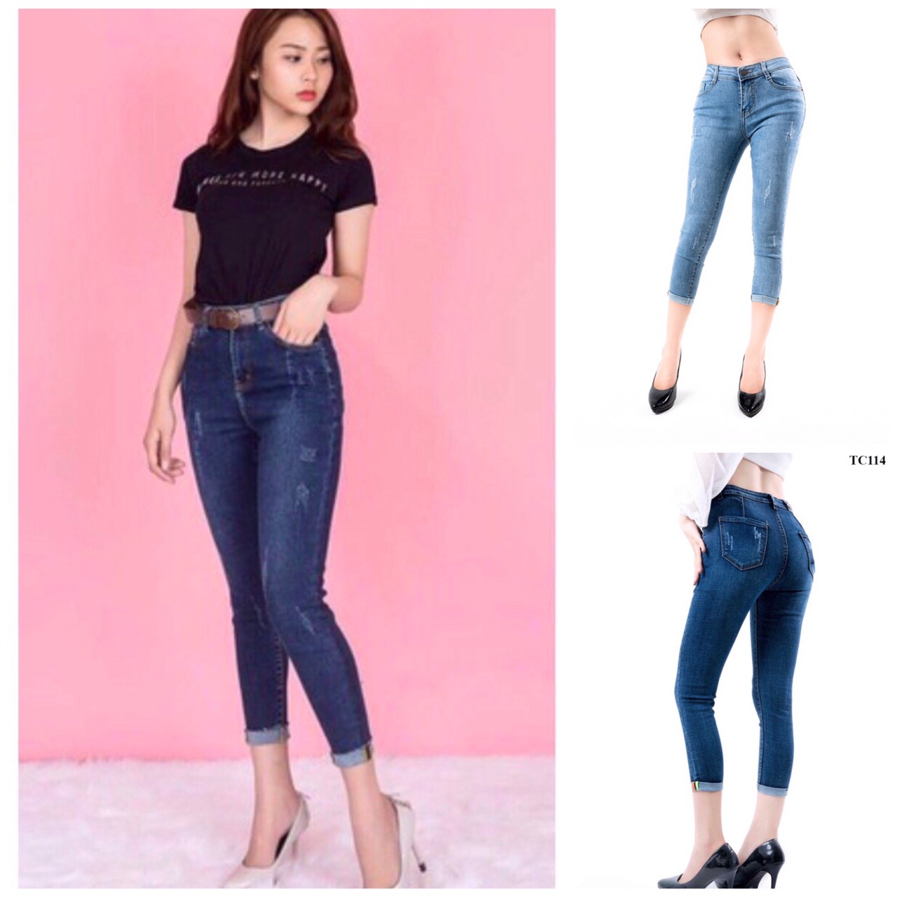 [FreeshipMAX] [HCM]Quần jean nữ 9 tấc co giãn Quần bò nữ lửng