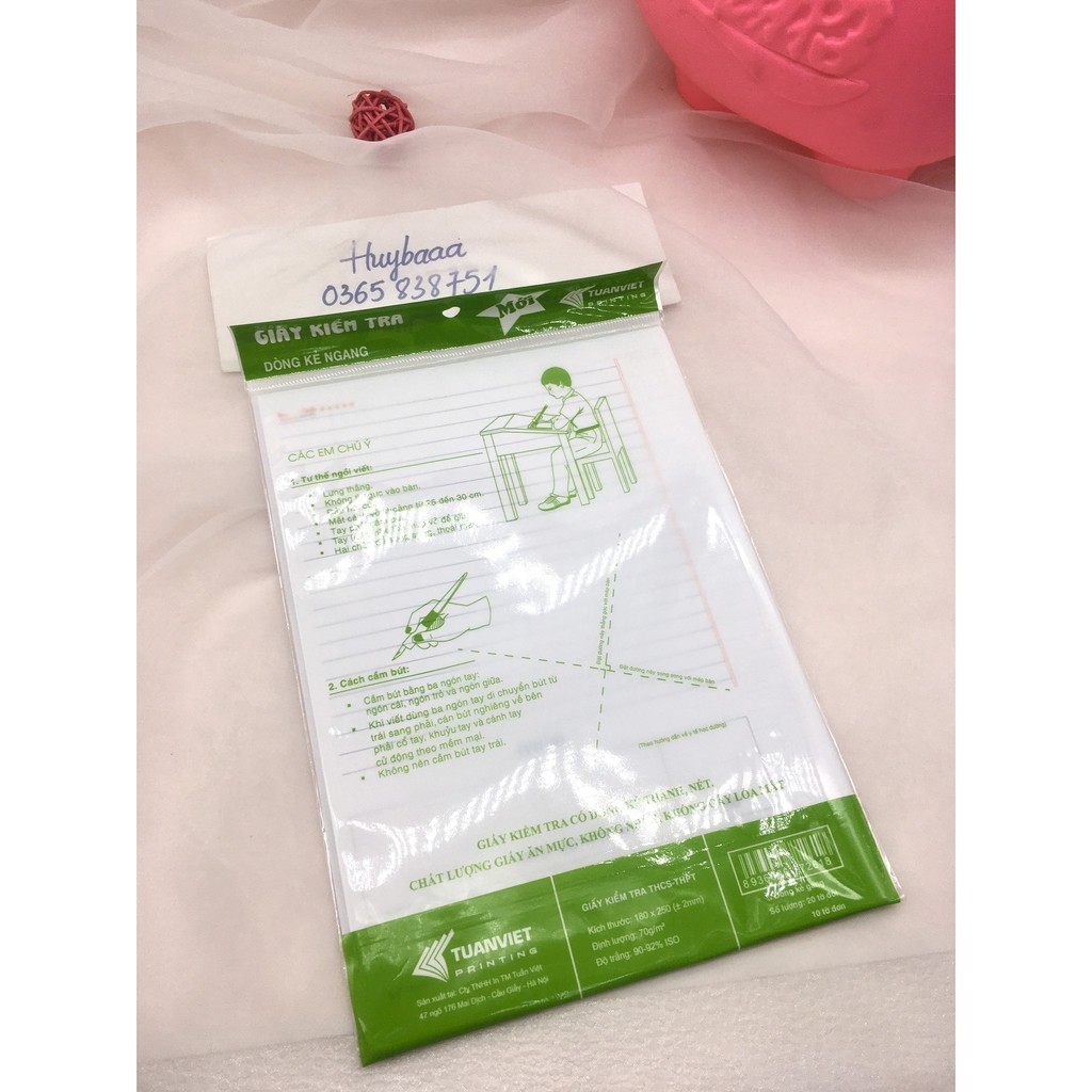 GIẤY KIỂM TRA KẺ NGANG  - 1 TẬP GIẤY KIỂM TRA CẤP 2 CẤP 3 KHÔNG NHÒE