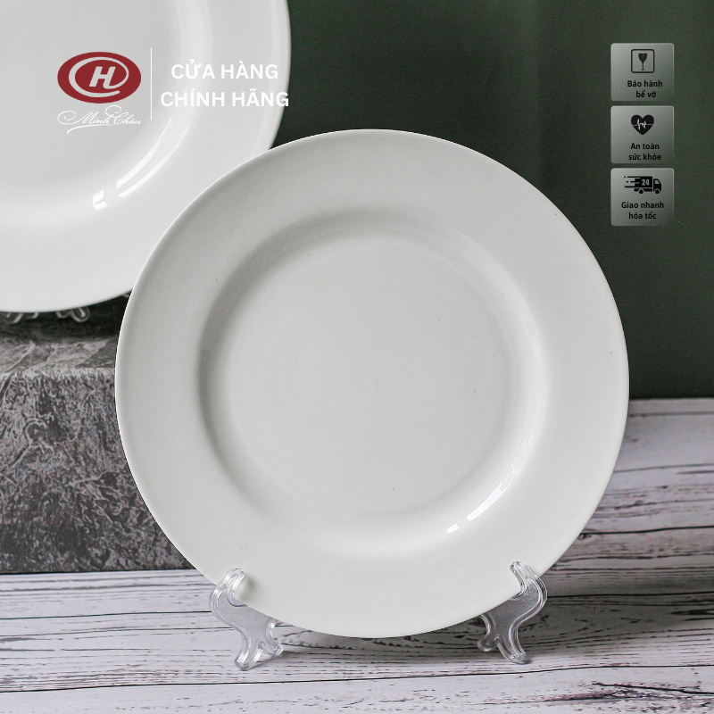 Đĩa cạn sứ xương trắng trơn cao cấp - sứ minh châu