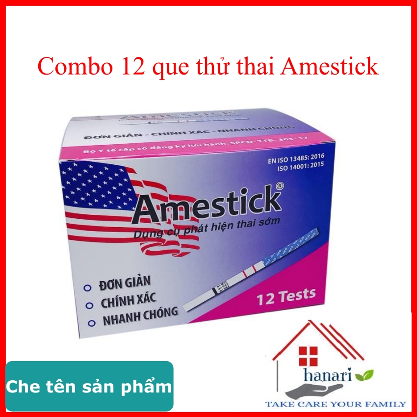 Que thử thai amestick hộp 12 que chính hãng tanaphar, hỗ trợ sinh con theo ý muốn hoặc dùng tránh thai