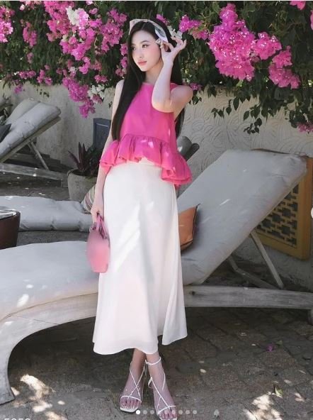 Set áo sát nách peplum bồng kèm chân váy lụa suông dài, set đồ nữ mùa hè áo 3 lỗ phối chân váy dáng dài tiểu thư