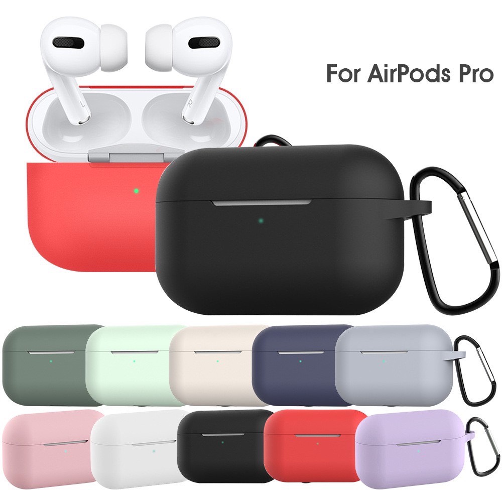 Case chống bẩn Airpod pro - ốp Airpod pro - trơn nhiều màu (kèm móc sắt)